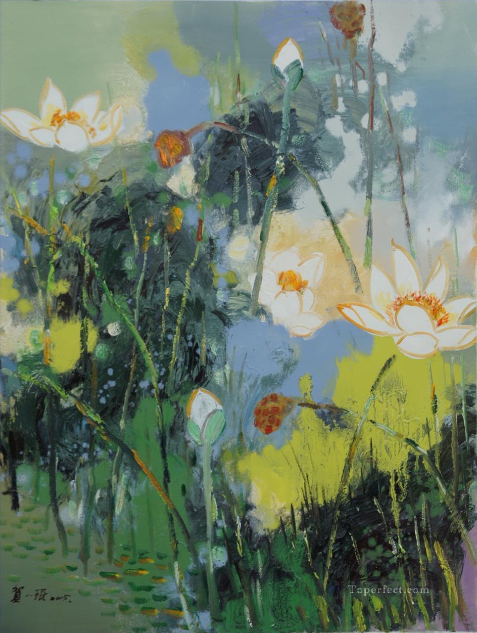 lotus 7 modern flowers Oil Paintings